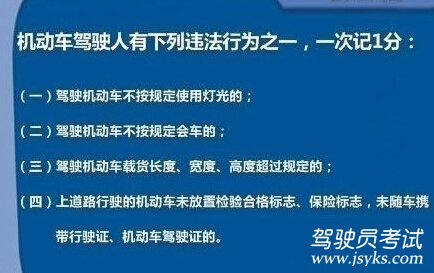 新道路交通安全违法行为记分分值