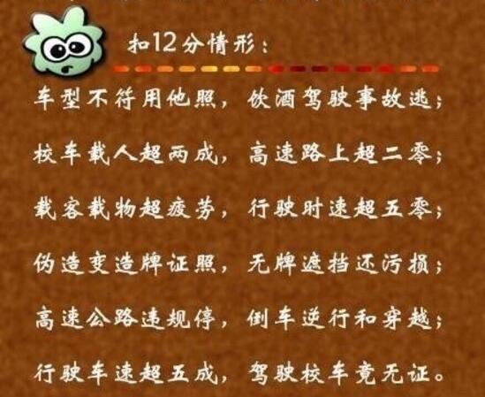 科目一驾照扣分的速记口诀 第5张-库车驾校排名-报名电话-价格表-考驾照流程-科目考试技巧
