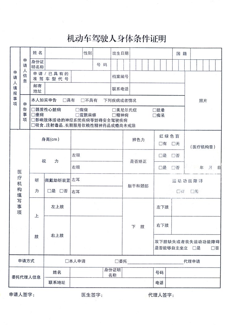 考驾照体检项目